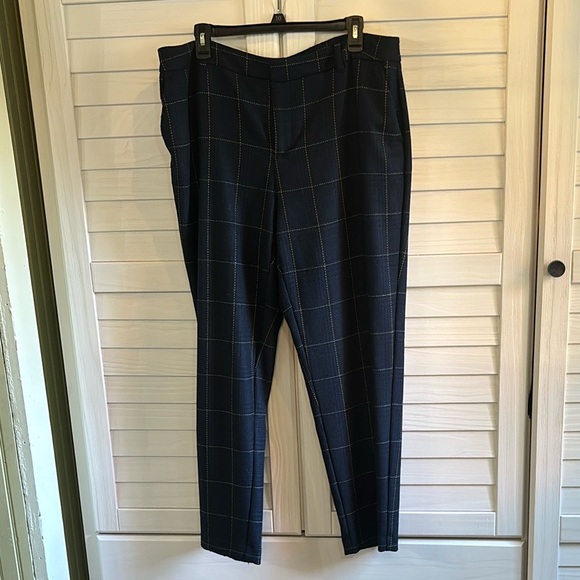 Charter Club Pants - Navy Window Pane Plaid Dress Pants Charter Club
